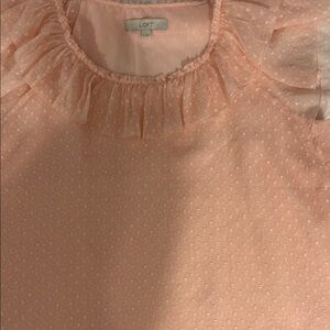 LOFT Light Coral Ruffle Top